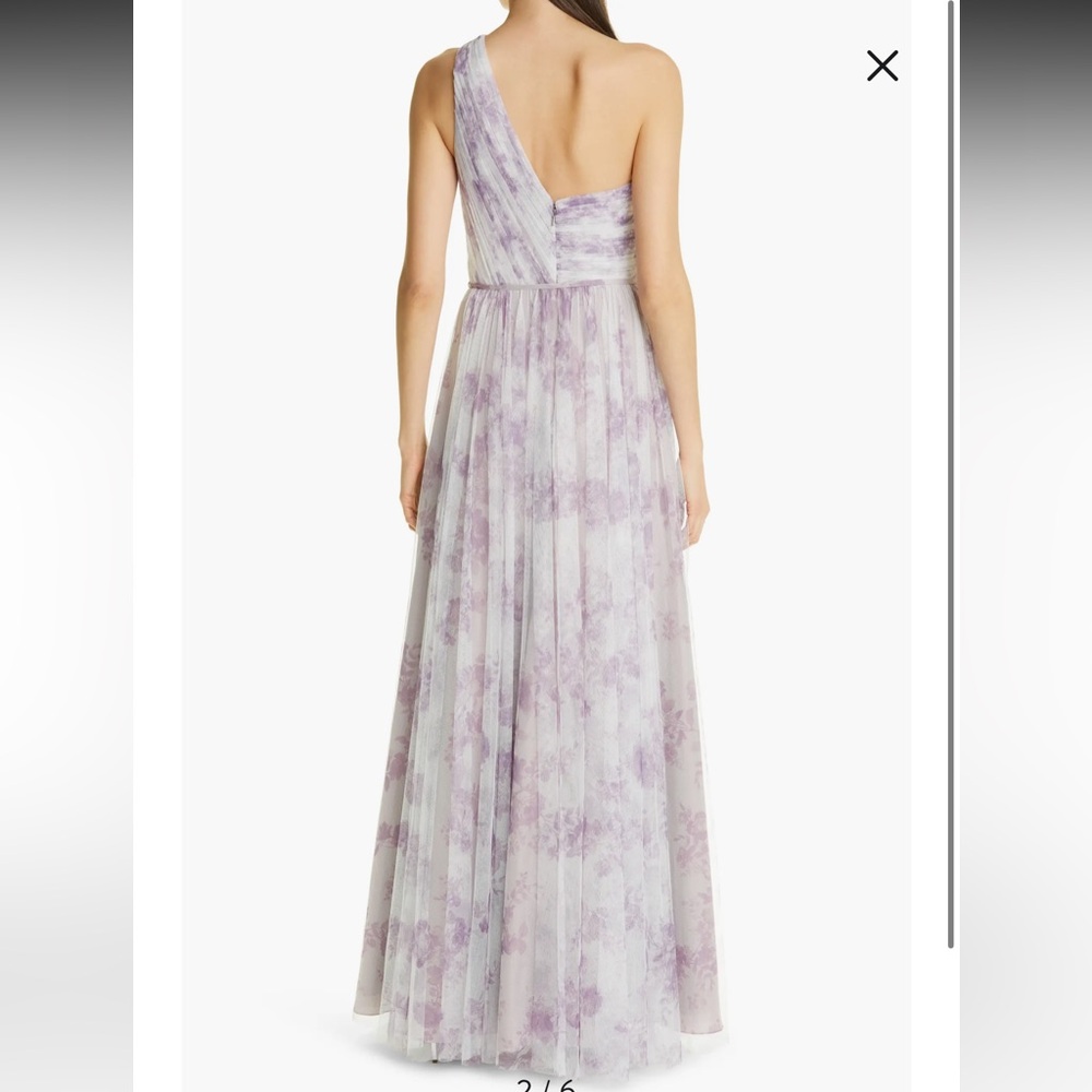 Marchesa Notte Bridesmaid***One-Shoulder Lavender Floral Gown***US 6 $325 - Picture 14 of 15
